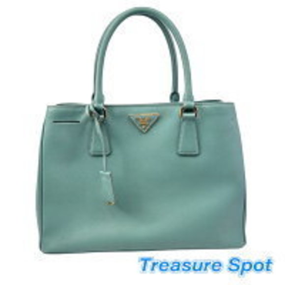 Prada Shoulder Bag leather blue green - Picture 1 of 7